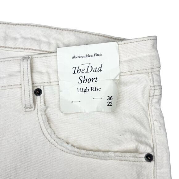 NWT ABERCROMBIE & FITCH The Dad Short High Rise 22 Cream Ivory White - Picture 6 of 8